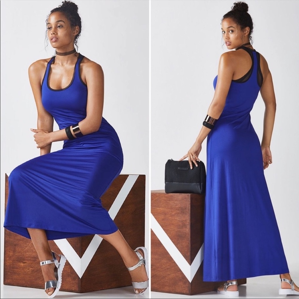 Fabletics Mosa Maxi Dress Sleeveless Blue Size M